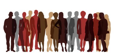 Silüet kalabalık, izole edilmiş, vektör insanlar.