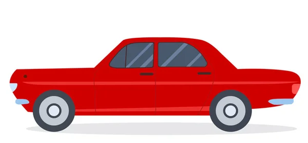 Ciudad Coche Rojo Estilo Plano — Vector de stock