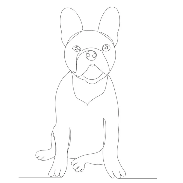 Dog Drawing One Continuous Line Sketch Vector — Stock Vector
