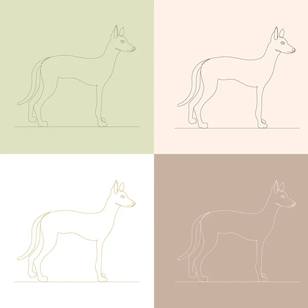 Собака Малюнок Одній Безперервній Лінії Фоні Ескізу Вектор — стоковий вектор