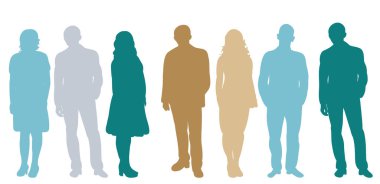 Silüet insanlar, erkekler ve kadınlar, soyutlanmış