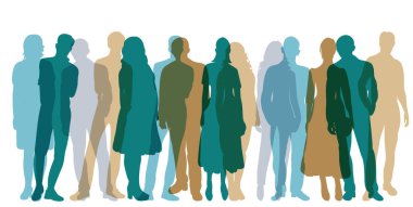 Silüet insanlar, erkekler ve kadınlar, soyutlanmış