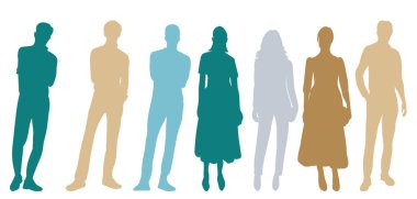 Silüet insanlar, erkekler ve kadınlar, soyutlanmış