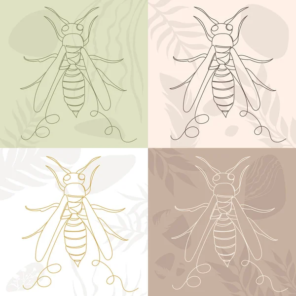 Малюнок Бджоли Одній Безперервній Лінії Абстрактному Фоновому Ескізі Вектор — стоковий вектор