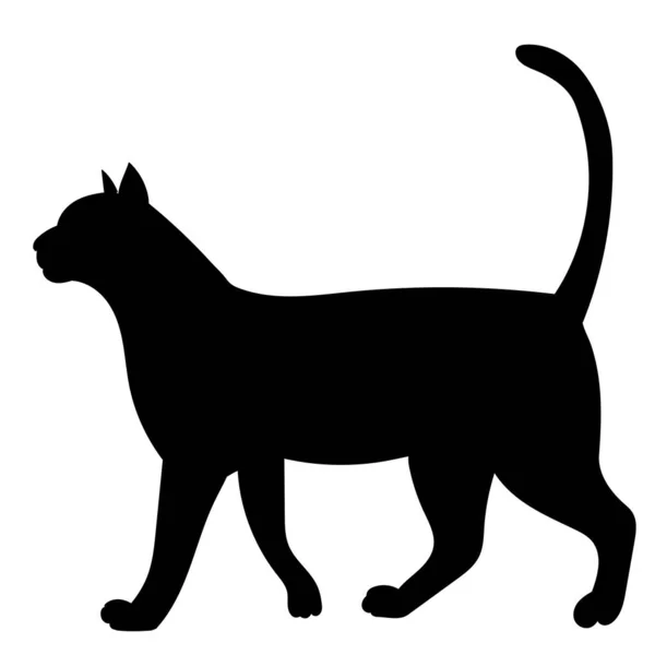 Silueta Negro Gato Vector Aislado — Archivo Imágenes Vectoriales