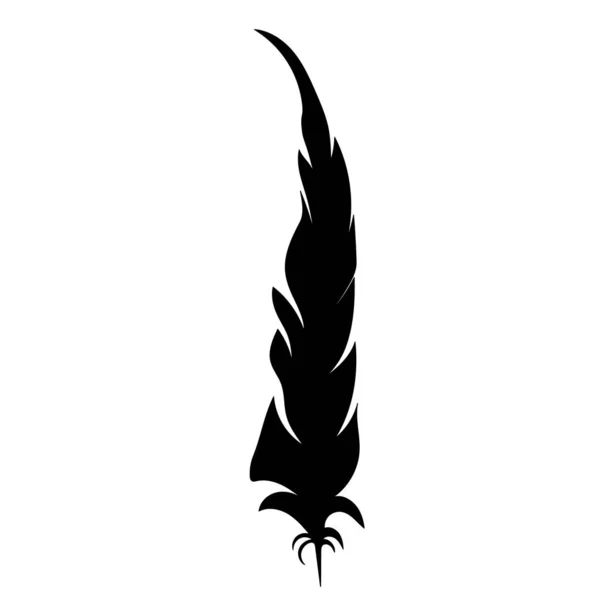 Silhouette Noire Oiseau Plume Vecteur Isolé — Image vectorielle