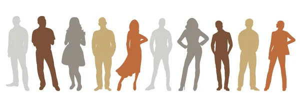 Silhouette Personnes Debout Vecto — Image vectorielle