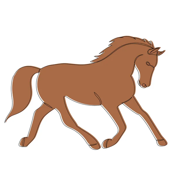 Correndo Cavalo Esboço Contorno Vetor Isolado —  Vetores de Stock