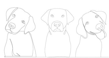 köpek portresi sürekli bir çizgi ile çiziliyor, vektör
