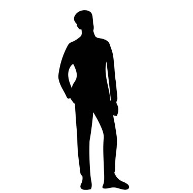 siyah siluet adam, izole adam, vektör