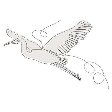 Uçan leylek çizimi, taslak, vektör, izole edilmiş