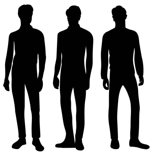 Black Silhouette Man Standing Isolated Vector — 图库矢量图片