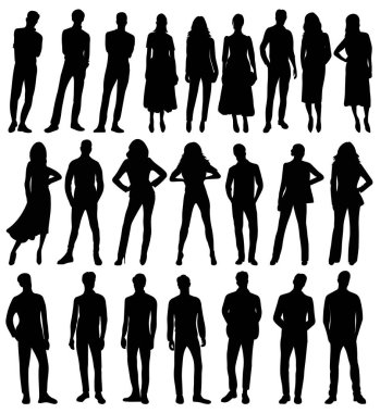 siyah siluet insanları izole edildi, vektör