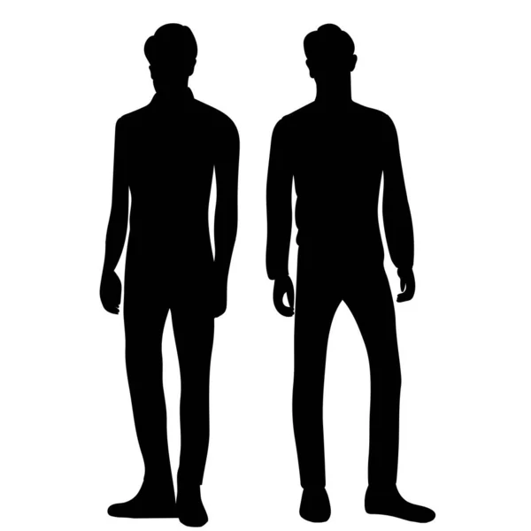Black Silhouette Man Isolated Vector — Vettoriale Stock