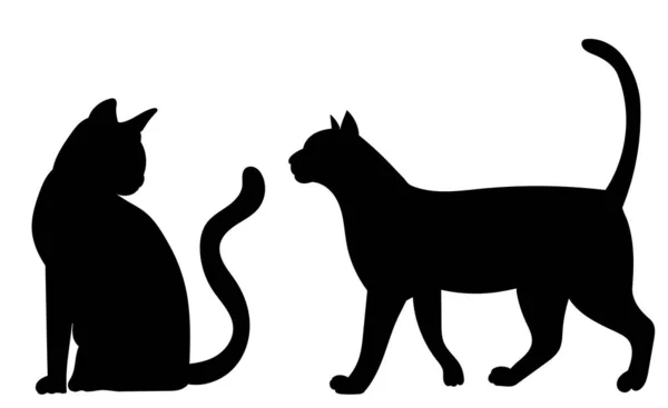 Black Silhouette Cat Isolated Vector — Stock Vector
