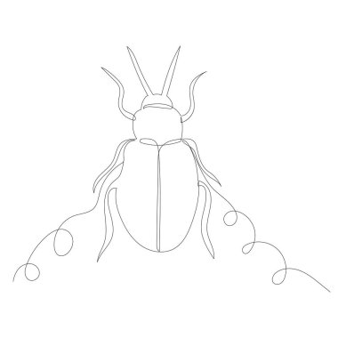 Böcek, böcek çizimi tek bir çizgi üzerinde.