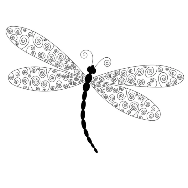 Dragonfly Doodle Dibujo Insecto Vector — Vector de stock