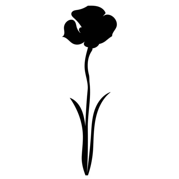 Silueta Flor Negro Aislado Vector — Archivo Imágenes Vectoriales