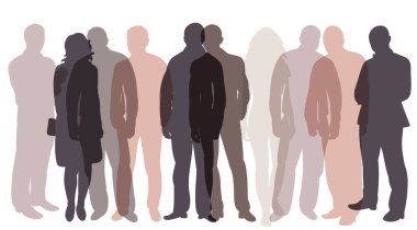 İzole edilmiş insanlardan oluşan siluet kalabalık