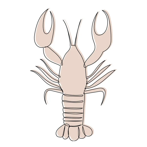 Sketsa Lobster Garis Luar Vektor Terisolasi - Stok Vektor