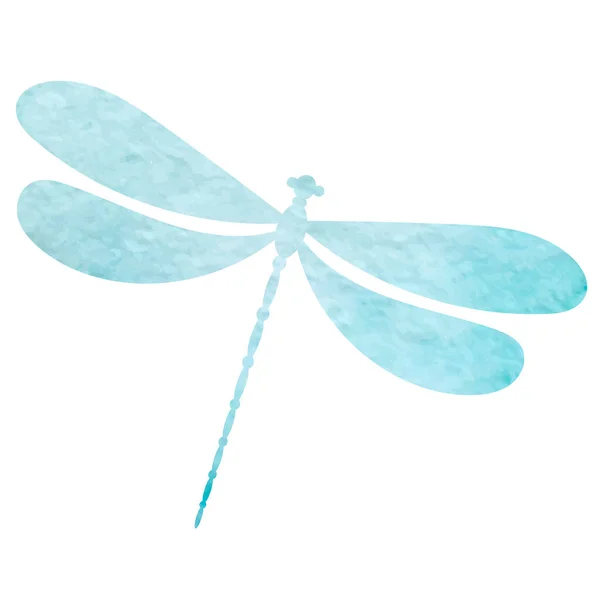 Dragonfly Blue Watercolor Silhouette Isolated Vector — Vetor de Stock