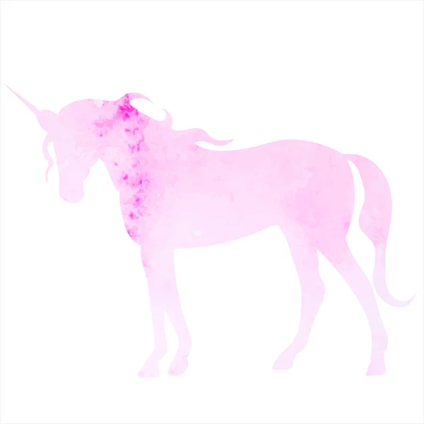 Unicorn Pink Watercolor Silhouette Isolated Vector — Wektor stockowy
