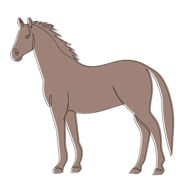 Sketch Brown Horse Vector Isolated — 图库矢量图片