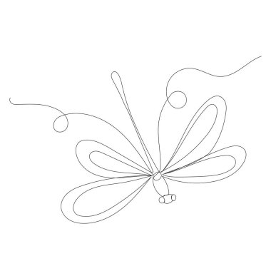 Yusufçuk çizimi sürekli bir çizgi, vektör, izole edilmiş.