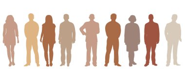 İnsanlar beyaz arkaplanda siluet oluşturuyorlar