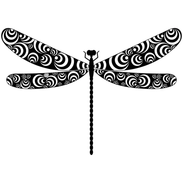 Dragonfly Doodle Drawing Silhouette Sketch Vector Isolated — стоковый вектор