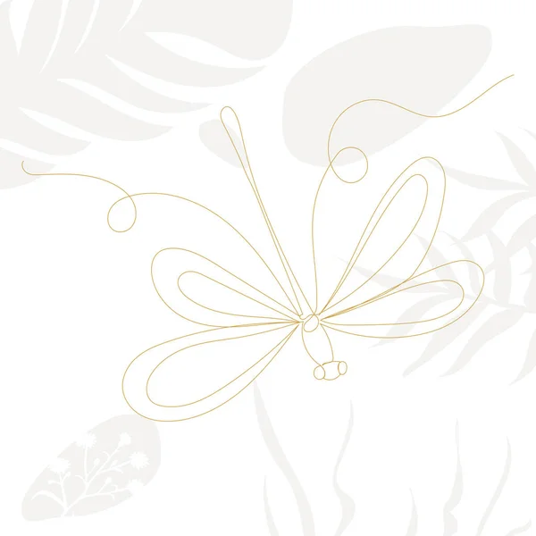 Dragonfly Drawing Line Abstract Background Vector — Vector de stock