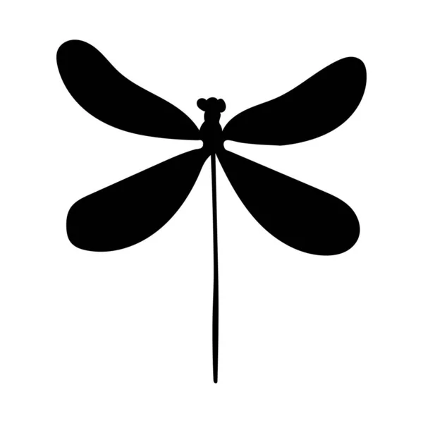 Dragonfly Silhouette White Background — Image vectorielle