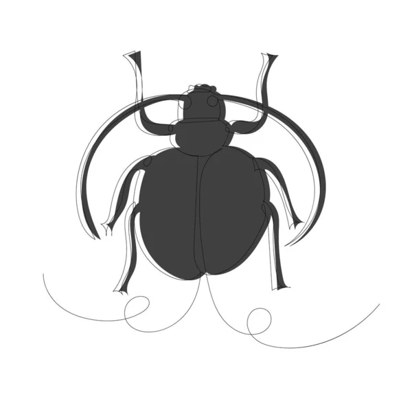 Beetle Sketch Contour Line Vector Isolated — Vetor de Stock
