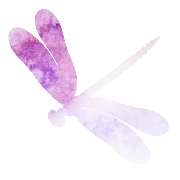 Dragonfly Purple Watercolor Silhouette Vector Isolated — Stock vektor