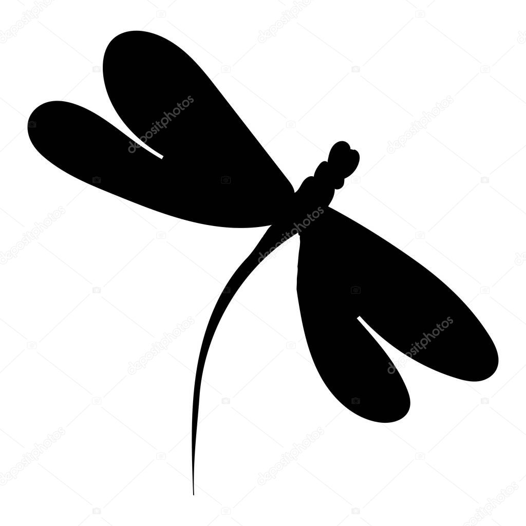dragonfly silhouette on white background, vector