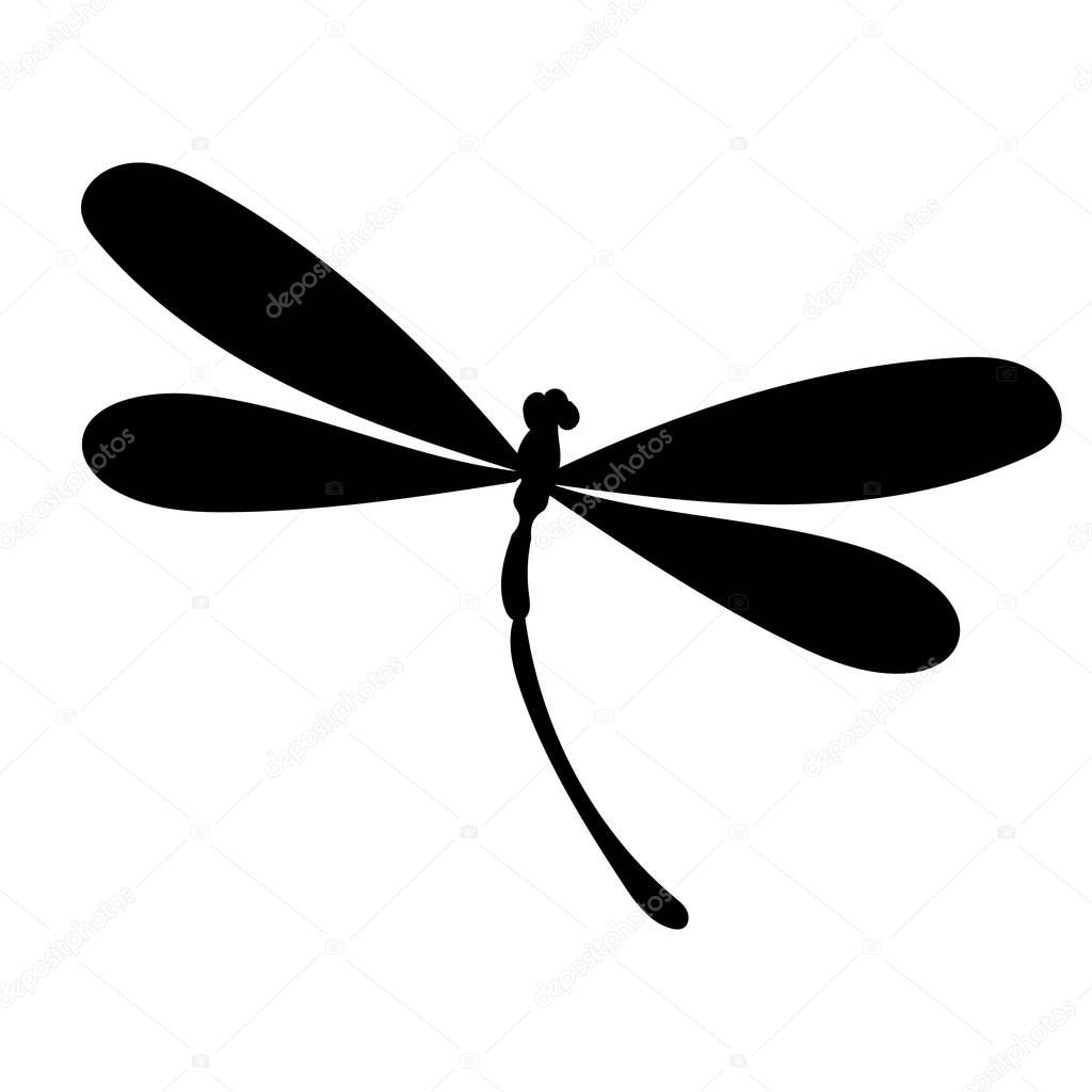 dragonfly silhouette on white background, vector, isolated
