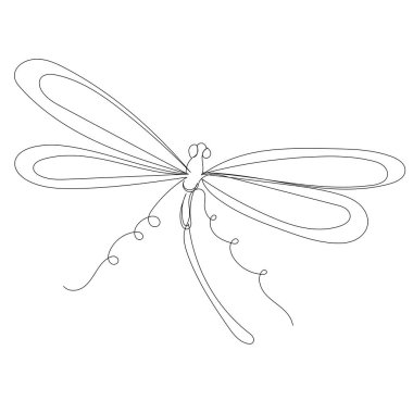 Yusufçuk, çizim tek bir çizgi üzerinde, vektör, izole edilmiş.