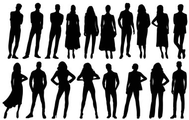 İnsanlar siyah silueti izole etti, vektör