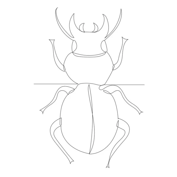 Beetle Sketch Drawing One Continuous Line Vector Isolated — Vetor de Stock