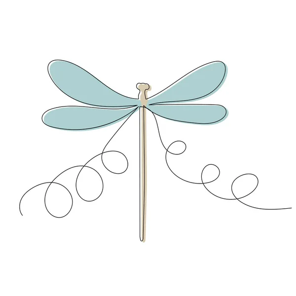 Dragonfly Sketch Line Drawing Vector Isolated — стоковый вектор