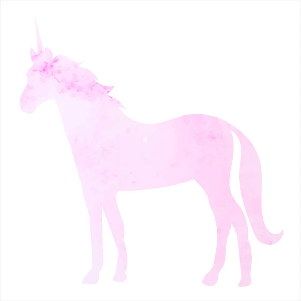 Pink Unicorn Watercolor Silhouette Isolated Vector — Vector de stock