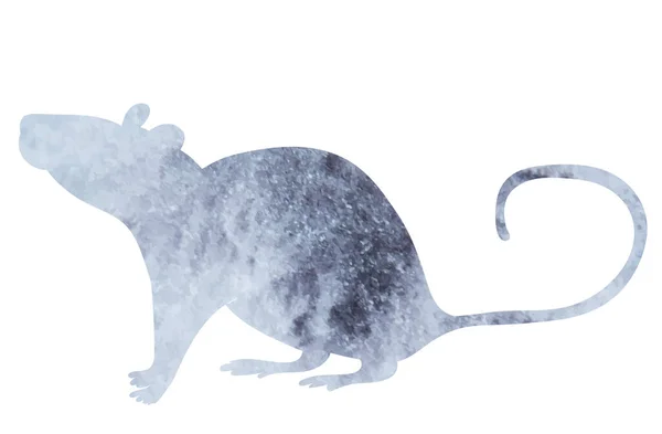 Gray Mouse Watercolor Silhouette Isolated Vector — Stockvektor
