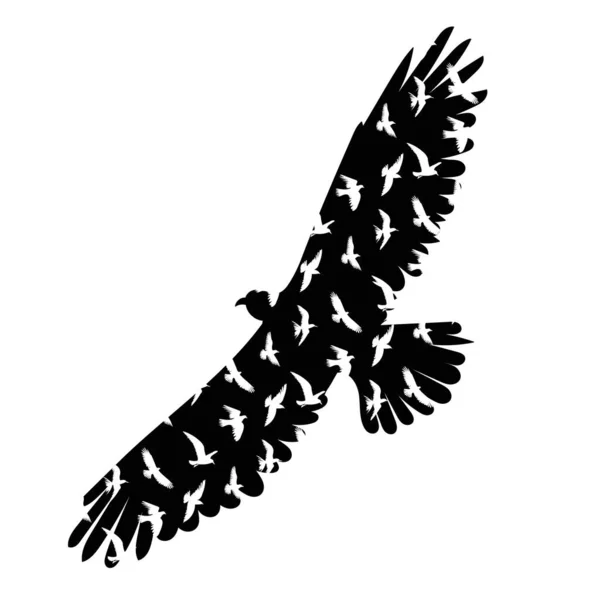 Flying Bird Black Silhouette Isolated Vector — Stockový vektor