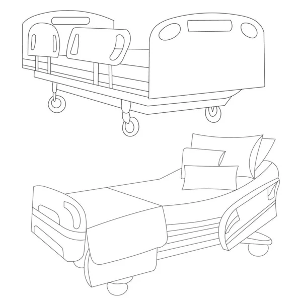 Medical Bed Outline Sketch Vector Isolated — ストックベクタ