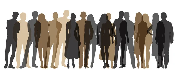 People Stand Silhouette Isolated Vector — Image vectorielle