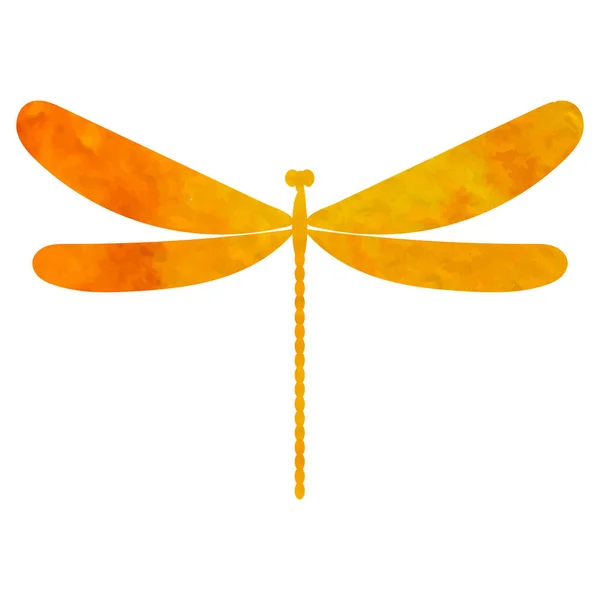 Dragonfly Orange Watercolor Silhouette Isolated Vector — Vetor de Stock
