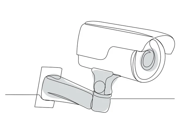 Street Video Camera One Line Drawing Vector Isolated — 스톡 벡터