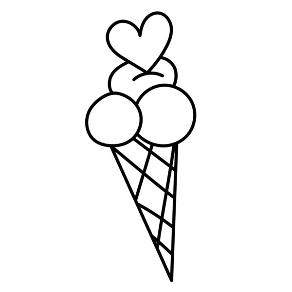 Ice Cream Heart Doodle Design Vector Isolated — стоковый вектор