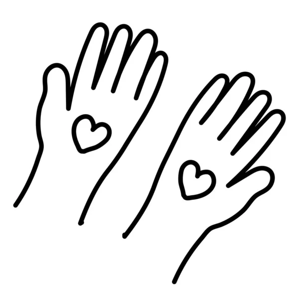 Hands Heart Doodle Design Vector Isolated — Vettoriale Stock