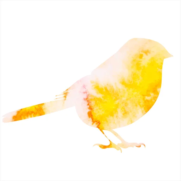 Kuş Sarısı Suluboya Siluet Izole Edilmiş Vektör — Stok Vektör